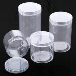食品容器工厂-150ml-500ml透明PET塑料糖果罐带铝盖