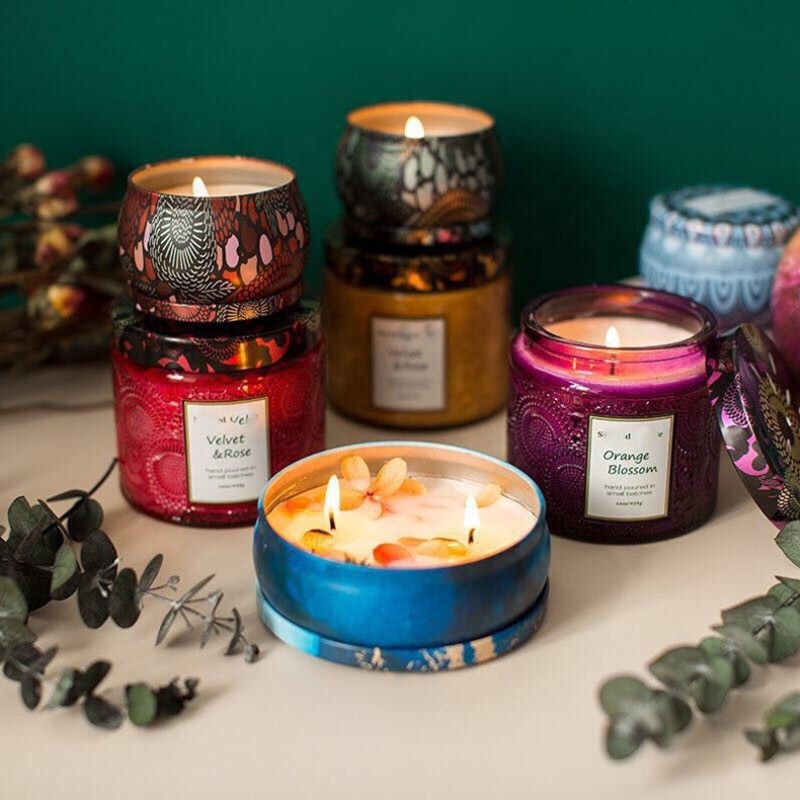 Wide Mouth Candle Jar Supplier - 250ml Luxury Wide Mouth Relief Glass Container with Metal Lid