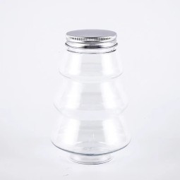 圣诞树瓶工厂-500ml 16oz PET塑料零食食品存储容器果汁罐