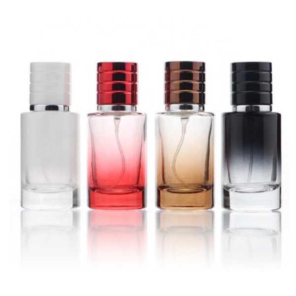 渐变香水瓶生产商-30ml 1oz可再灌装豪华渐变圆形圆柱体玻璃