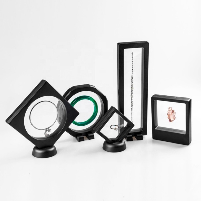 Jewelry Display Box Factory - 9x9cm 3D Floating Box Frame with Round Base Coin Box Custom logo