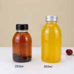 冷泡瓶生产商-250ml定制透明圆形PET塑料冷压果汁瓶