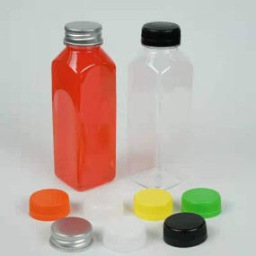 方形饮料瓶供应商-8oz-16oz透明食品级PET方形果汁和水瓶