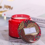 彩色玻璃蜡烛罐工厂-豪华花式设计定制彩色玻璃带金属盖