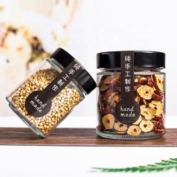 玻璃食品罐工厂-8oz食品级透明圆形直边玻璃罐带螺旋盖