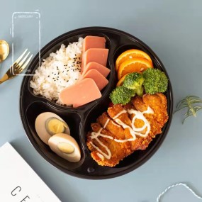 餐盒容器工厂-环保健康黑色塑料快餐便当午餐盒PP