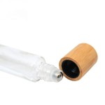 滚珠瓶供应商-10ml玻璃精华油唇油不锈钢滚珠带竹盖