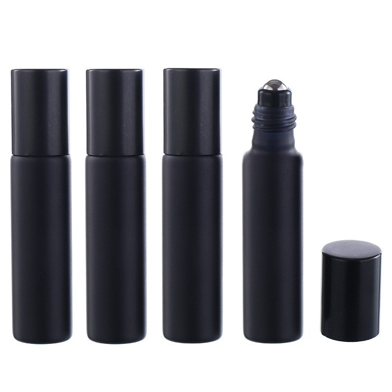 Matte Roll on Bottle Factory - 10ml Black Matte Frosted Glass Roller Ball for Essential Oil