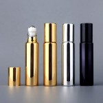 豪华滚珠瓶工厂-10ml金色银色黑色UV印刷玻璃精油瓶