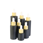 磨砂黑玻璃瓶厂家 - 可定制20ml-100ml精华滴管瓶