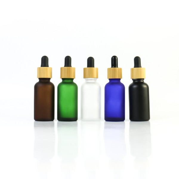 Matte Glass Bamboo Bottles Supplier - Round 10ml-100ml Essential Oil Dropper Bottles