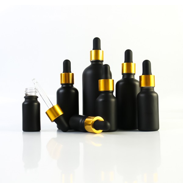 黑色玻璃滴管瓶生产厂家 - 5ml-100ml带金环精油瓶
