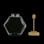 六角形蜂蜜罐生产厂家 - 100ml-380ml食品级带搅拌棒玻璃罐