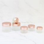 Glass Cream Jars Manufacturer - 5g-100g Matte Clear Jars with Rose Gold Lid
