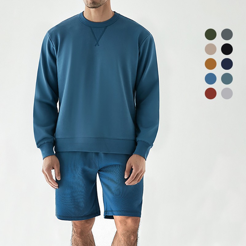 Sweatsuits Manufacturer - Premium Custom Logo 360G Cotton Crewneck Sweatshirt Shorts 2 Pieces