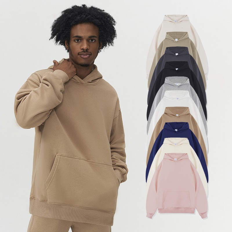 Fleece Hoodies Manufacturer - 390gsm Cotton Plain Winter Hooded Sweatshirts Blank Custom Logo