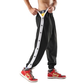 Basketball Pants Supplier - Designer Men's Sports Trousers Buttons at Side Active Sweatpants