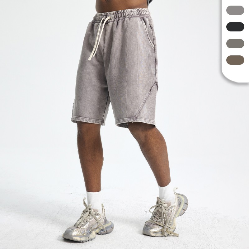 Cotton Jogger Shorts Manufacturer - Men's Loose 4300G Batik Washed Heavyweight Shorts Custom