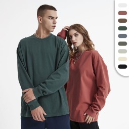 Heavyweight T Shirts Supplier - Unisex 310G Cotton Full Sleeve Custom Printing Embroidery T