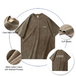 Custom T Shirts Manufacturer - Unisex Stone Washed Vintage Loose Fit 300G Cotton T-shirt