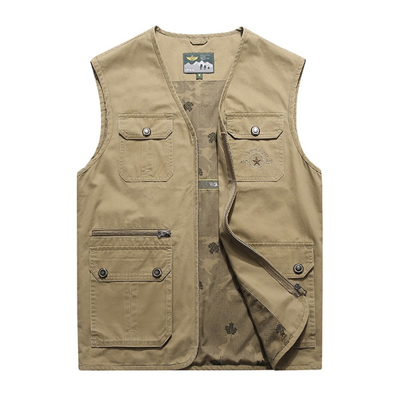Casual Vest Supplier - Classic Men Collarless Utility Cotton Sleeveless Coat Practical