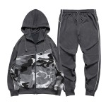 运动服供应商-男士时尚连帽衫夹克休闲街头针织运动服长袖