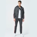 运动服供应商-定制男士运动服涤纶连帽衫夹克慢跑裤套装