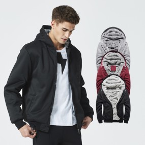 Fleece Jackets Supplier - Men's Winter Fleeced Knitted European Size Zipper-up Hoodies Custom