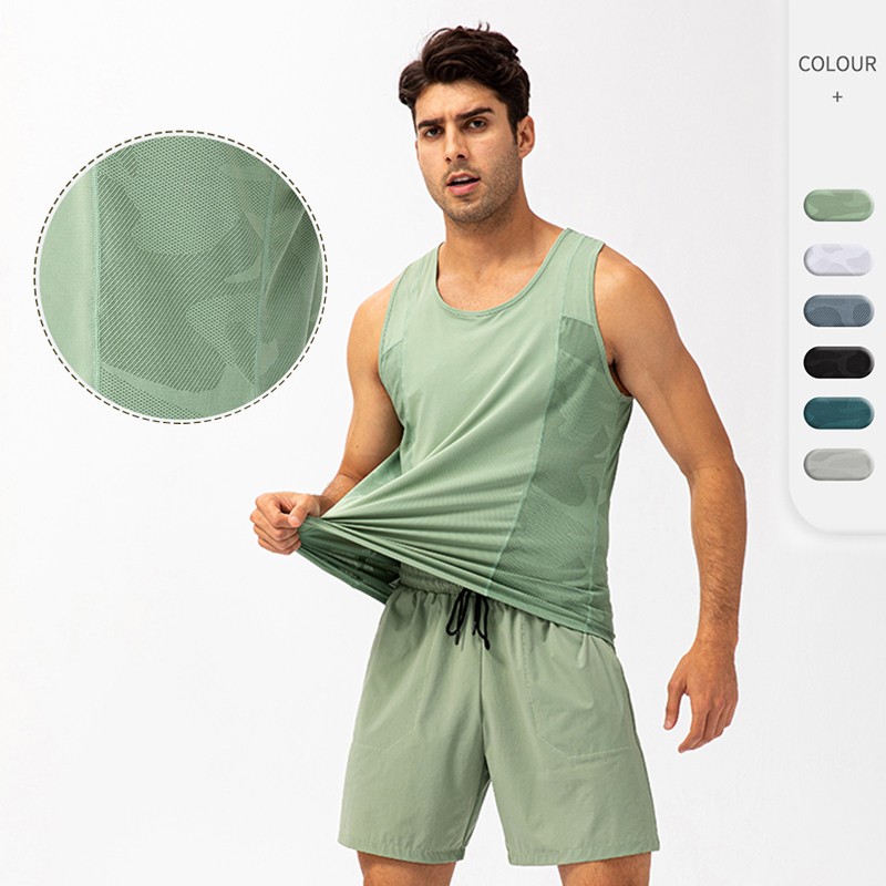 Crop Top T Shirts Factory - Men's Workout Quick Dry Running Camo Mesh Tank Top Custom Logo