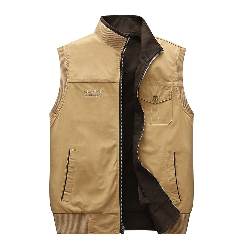 Reversible Vest Manufacturer - Men's Outdoor Multiple Pockets Two-side Cotton Sleeveless