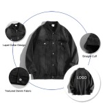 牛仔夹克生产厂家-男女通用宽松 oversized水洗牛仔夹克定制刺绣