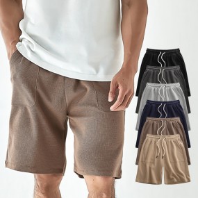 Jogger Shorts Manufacturer - High Quality Custom Logo Waffle Lattice Cotton Sweat Shorts