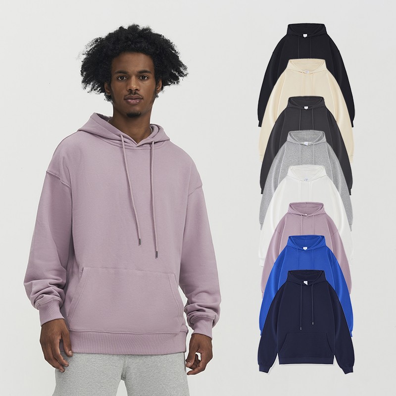 Cotton Hoodies Factory - Oversized 380gsm Plain Gray Hoodies Sweatshirts Plus Size Custom