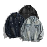 牛仔夹克生产厂家-男女通用宽松 oversized水洗牛仔夹克定制刺绣