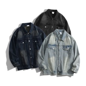 Denim Jackets Manufacturer - Unisex Loose Fit Oversize Washed Denim Jacket Custom Embroidered