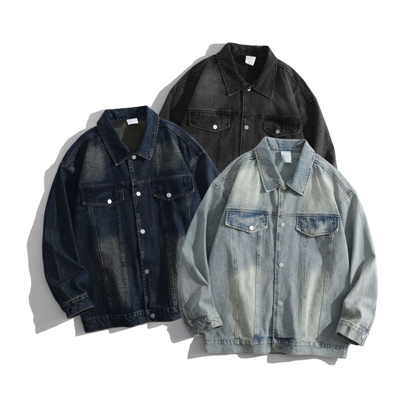 Denim Jackets Manufacturer - Unisex Loose Fit Oversize Washed Denim Jacket Custom Embroidered