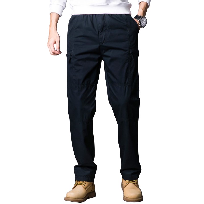 Cargo Pants Supplier - Men's Big Size Zipper Side Pockets Everyday Casual Cotton Trousers