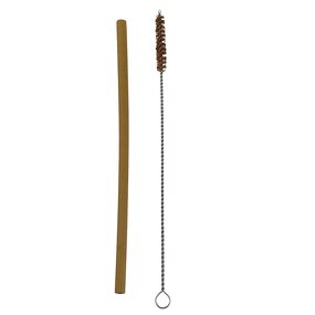 Vegan Coconut Shell Reusable Straws Manufacturer - Bamboo Metal Straw with Coconut Cleaning Brush