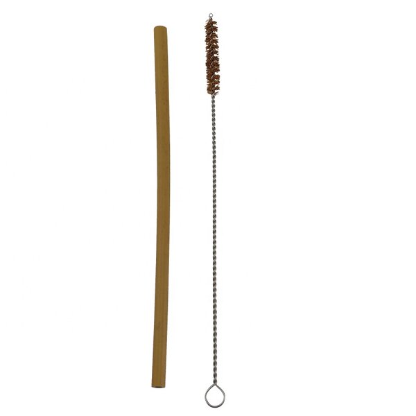 Vegan Coconut Shell Reusable Straws Manufacturer - Bamboo Metal Straw with Coconut Cleaning Brush