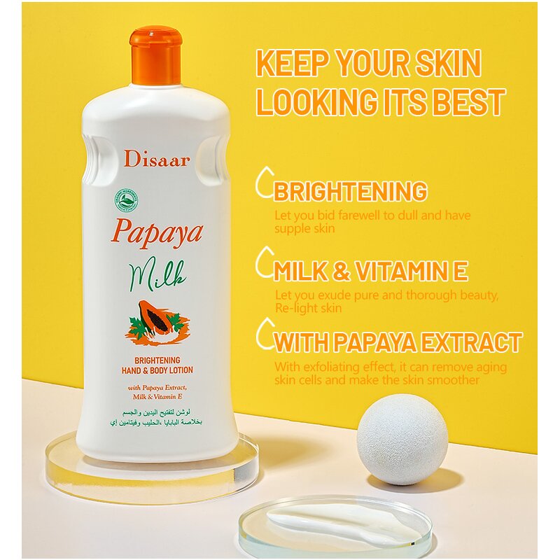 Organic Vitamin E Body Lotion Manufacturer - Papaya Milk Hand & Body Brightening Lotion