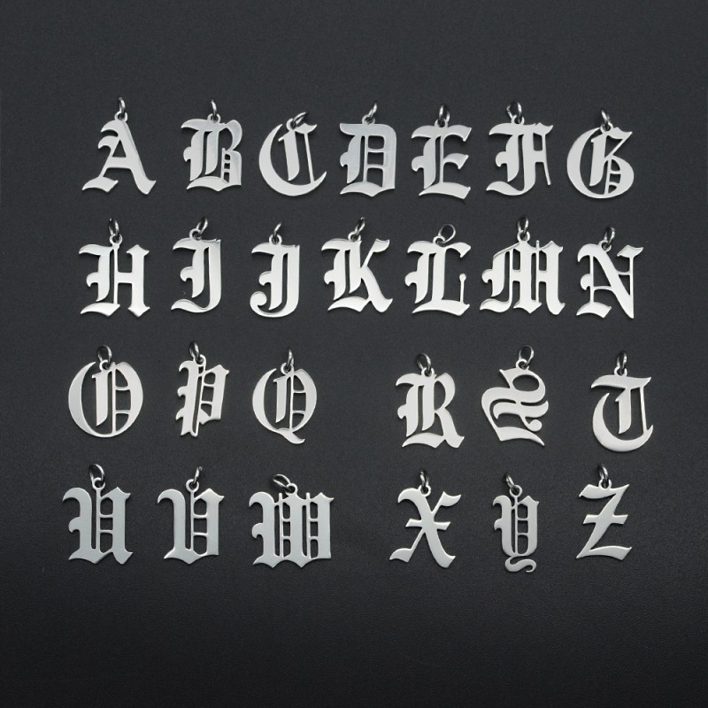 Gothic Necklace Supplier - Stainless Steel Alphabet Initial Accessories