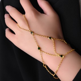 Hand Chain Bracelet Manufacturer - Mesh Heart Finger Ring Bracelet for Women