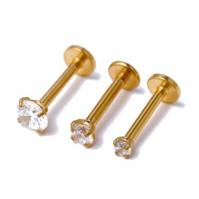 Lip Piercing Factory - Stainless Steel Diamond Labret Piercing