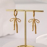 Bow Earrings Supplier - Gold Plated Simple Bowknot Long Earrings