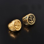 Anchor Ring Factory - Stainless Steel Gold Plated Hip Hop Ring