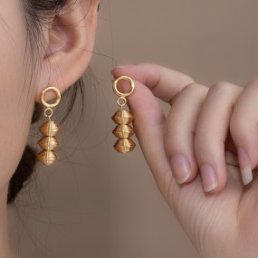 Coil Earrings Manufacturer - 18k Gold Geometric Hoop Drop Earrings
