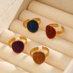 Geometric Ring Supplier - Color Oval Drop Oil Open Ring