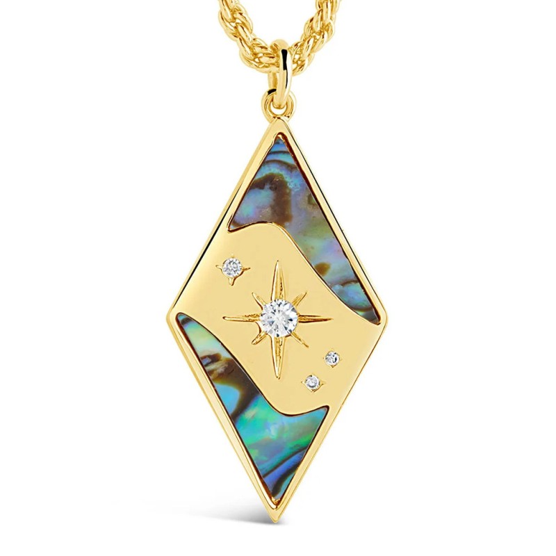 Moon Star Necklace Factory - 18k Gold Plated Geometric Shell Pendant