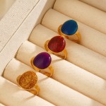 Geometric Ring Supplier - Color Oval Drop Oil Open Ring