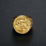 Anchor Ring Factory - Stainless Steel Gold Plated Hip Hop Ring